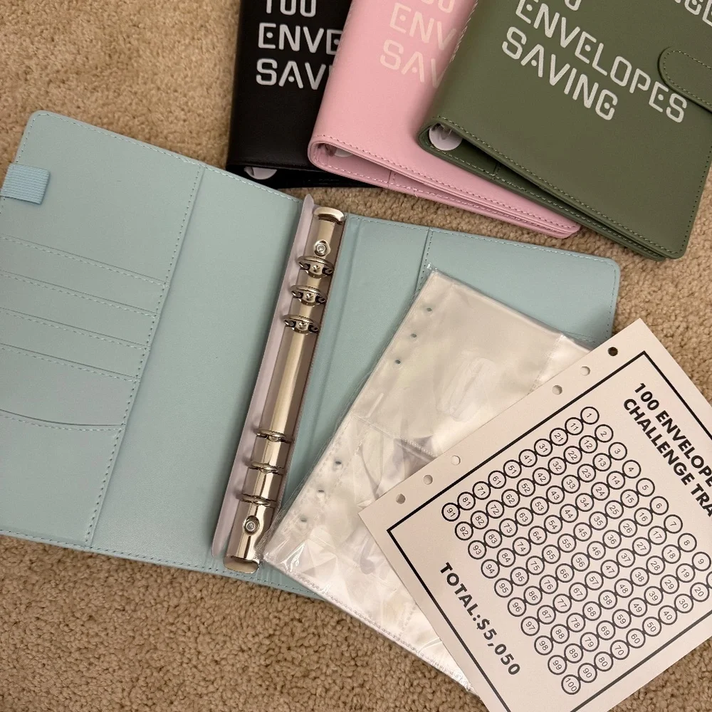 BLUE 100 Money Savings Challenge A5 Money Binder Book Money Budget Book Budget